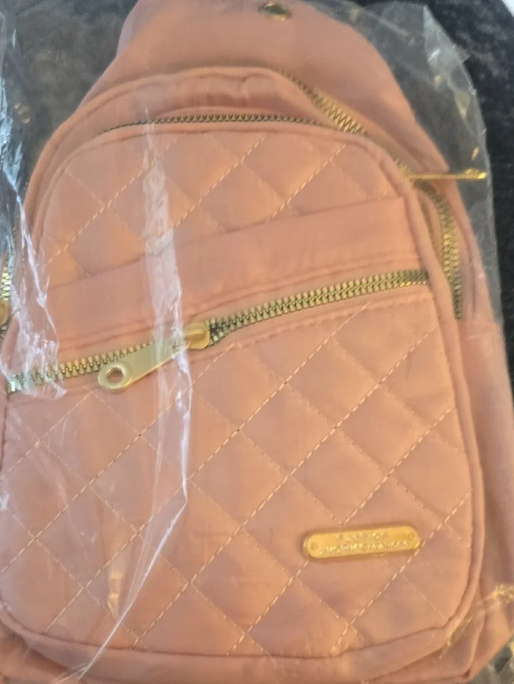 Fashion Nova Quilted Pink Crossbody Sling with Gold Hardware